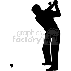 300x300 Royalty Free Silhouette Of A Golfer Hitting A Golf Ball 373901