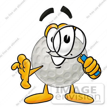 450x450 Clip Art Graphic Of A Golf Ball Cartoon Character Looking Through