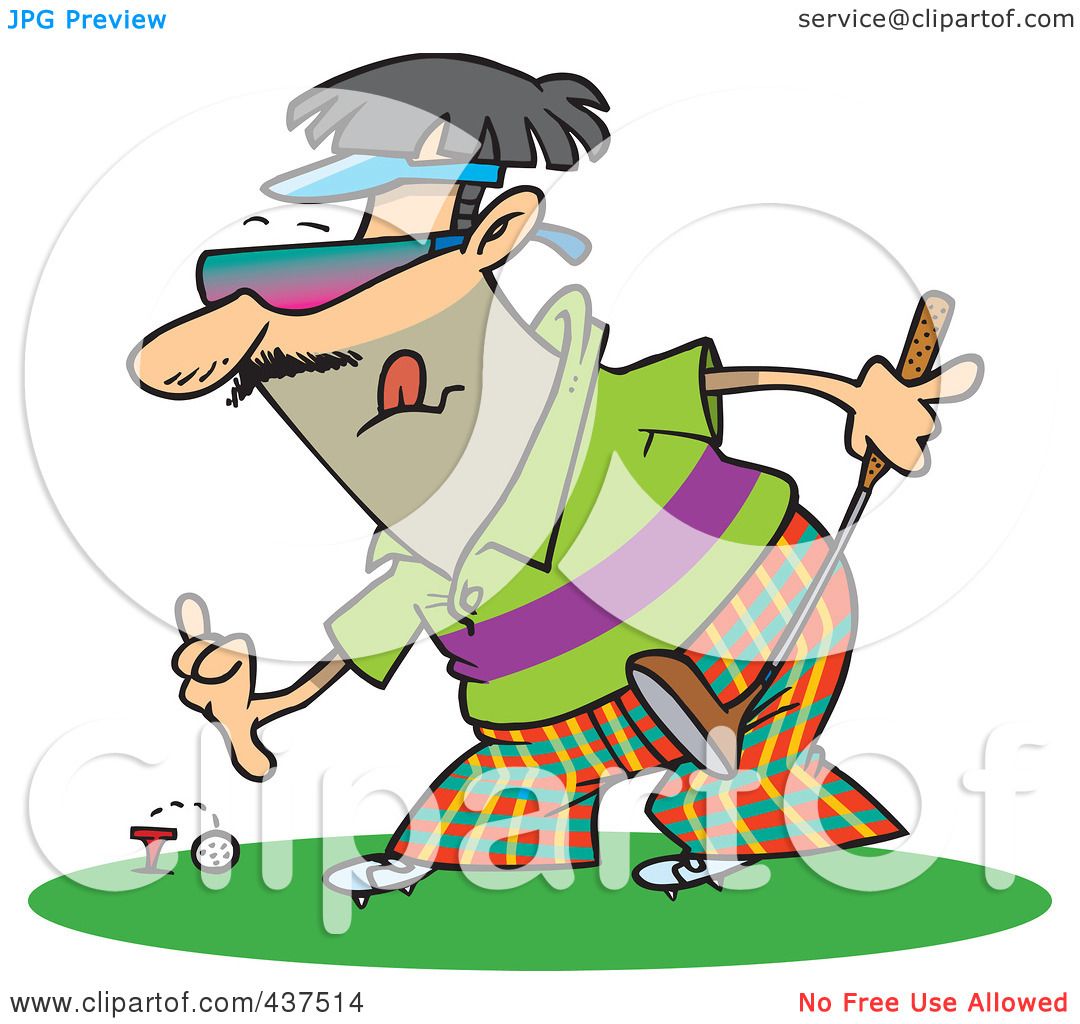 1080x1024 Royalty Free (Rf) Clip Art Illustration Of A Man Putting A Golf