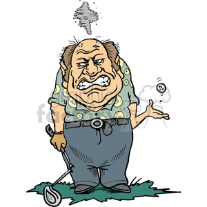 300x300 Royalty Free Angry Golfer Holding A Broken Golf Club 169232 Vector
