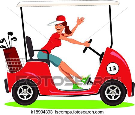 450x385 Clipart Of Woman Driving A Golf Cart K18904393