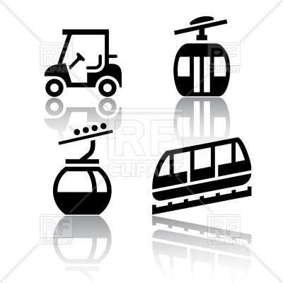 400x400 Funicular (Cable Railway) And Golf Cart Royalty Free Vector Clip