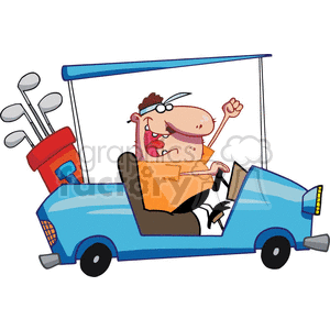 300x300 Royalty Free Golfer Drives Golf Cart 377210 Vector Clip Art Image