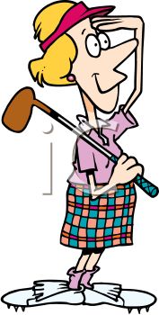 177x350 Cartoon Of A Woman Playing Golf