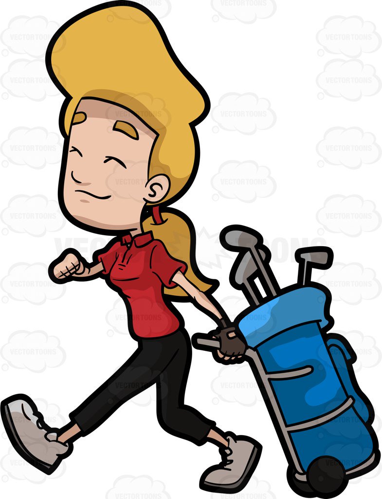 785x1024 A Woman Getting Excited To Play Golf Cartoon Clipart