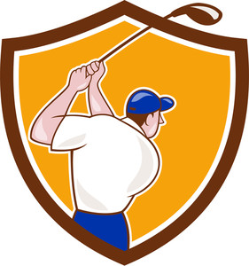 281x300 Cartoon Golfer Golfing Swinging Golf Club Royalty Free Stock Image