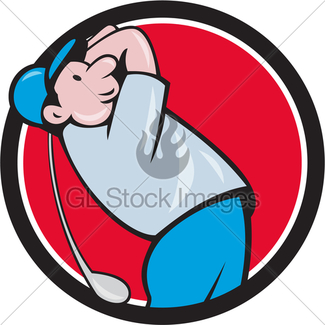 325x325 Cartoon Golfer Golfing Swinging Golf Club Gl Stock Images