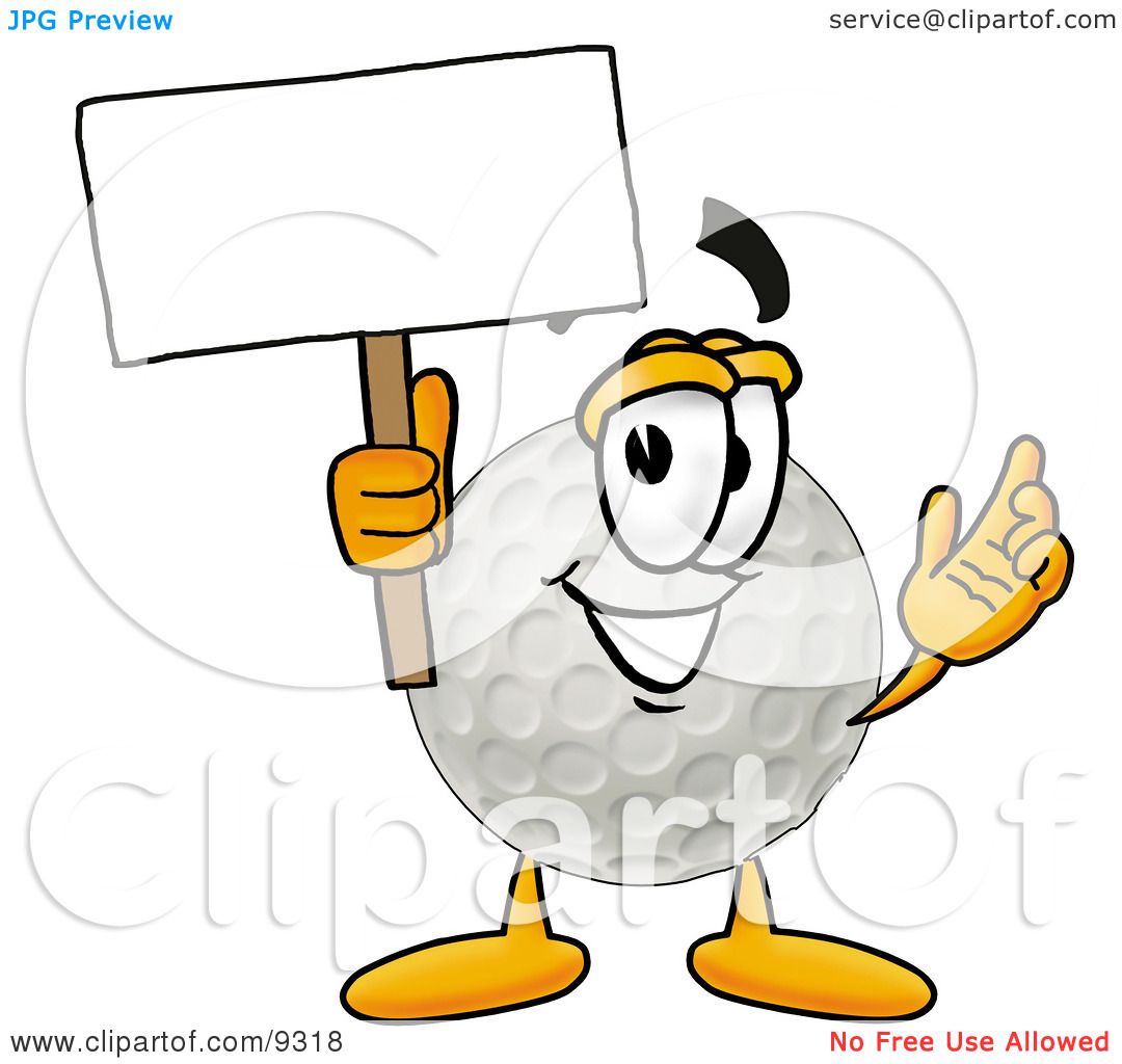 1080x1024 Clipart Picture Of Golf Ball Mascot Cartoon Character Holding