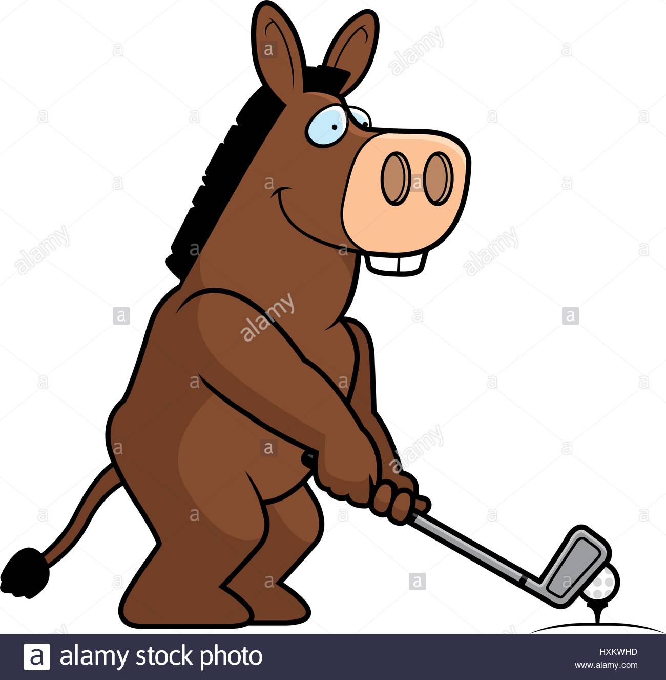 1300x1326 A Cartoon Illustration Of A Lion Playing Golf Stock Vector Art