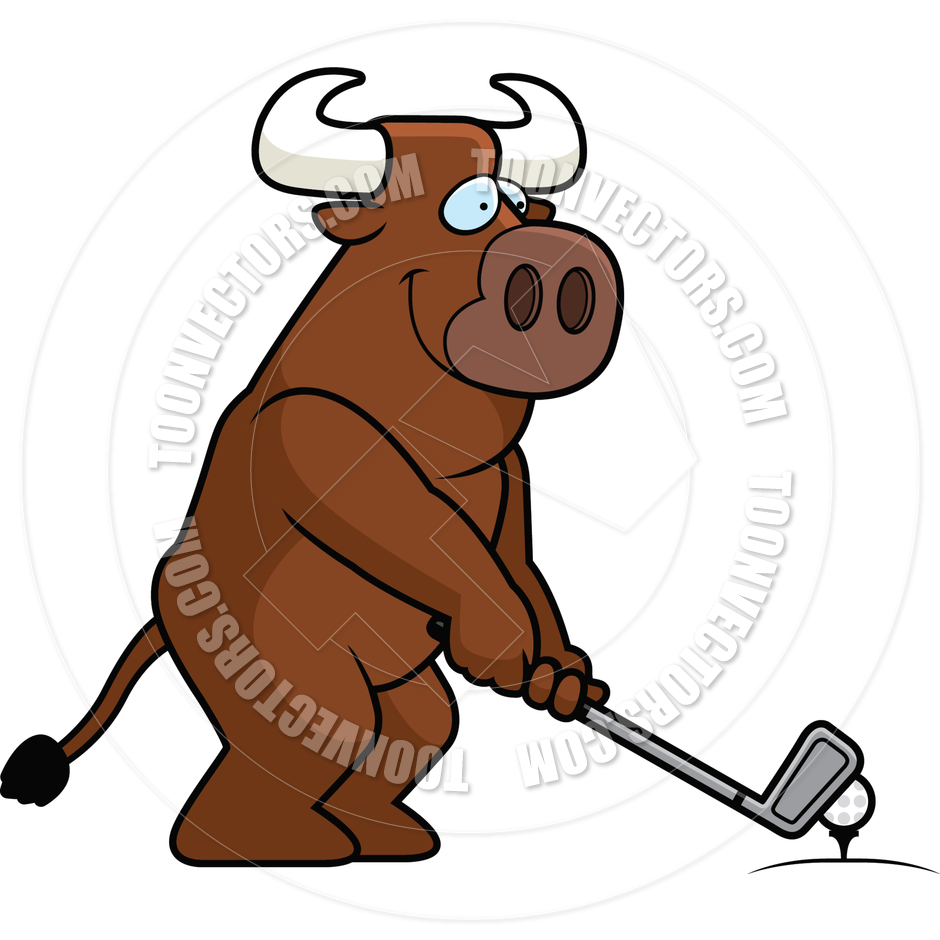 940x940 Cartoon Bull Golfing By Cory Thoman Toon Vectors Eps