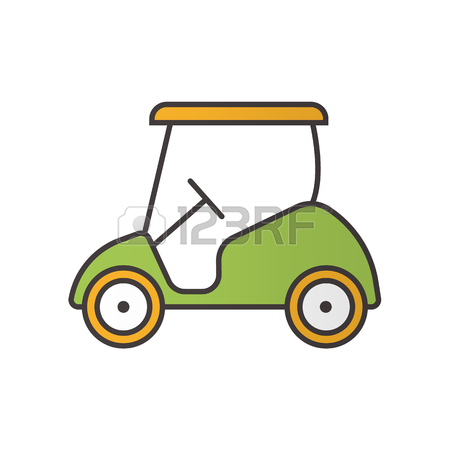 450x450 Golf Cart Flat Design Long Shadow Icon. Vector Silhouette Symbol