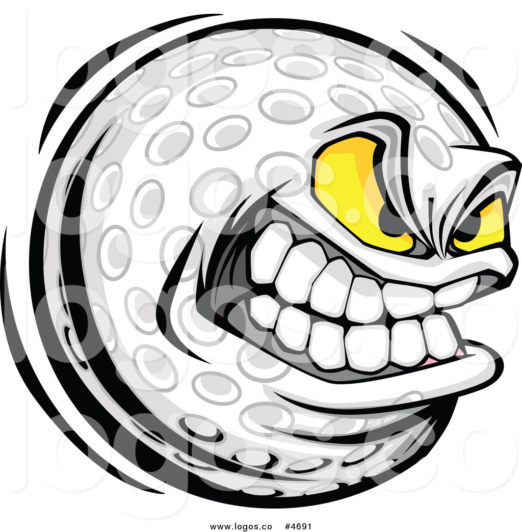 1024x1044 Royalty Free Clip Art Vector Logo Of A Fierce Golf Ball Mascot By