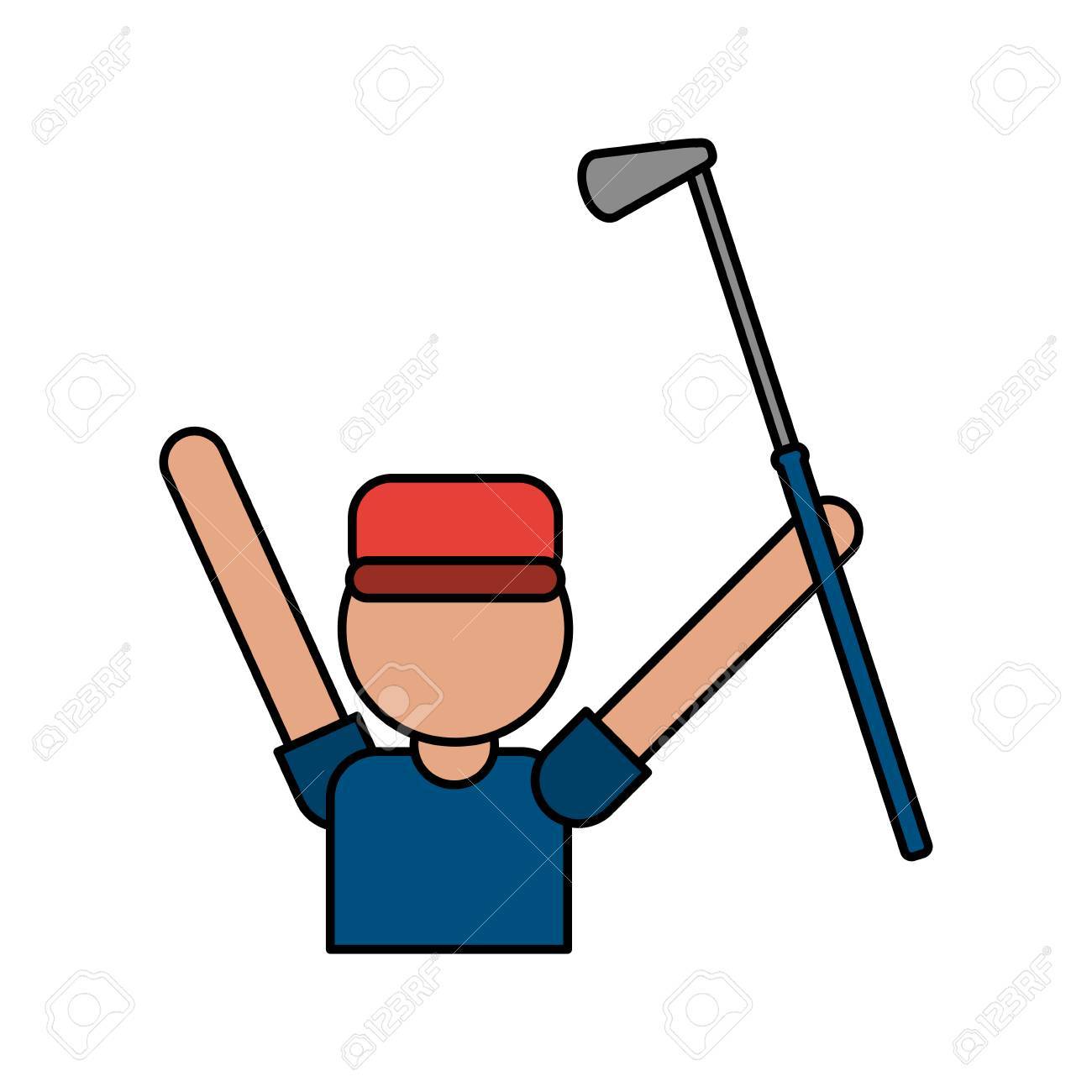 1300x1300 Color Image Cartoon Faceless Half Body Golfer Man With Golf Club