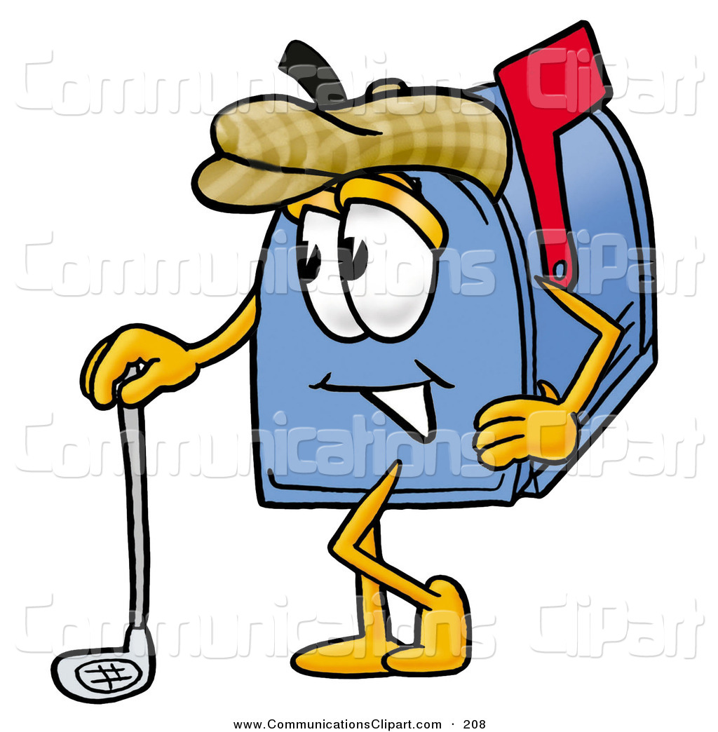 1024x1044 Communication Clipart Of A Sporty Blue Postal Mailbox Cartoon