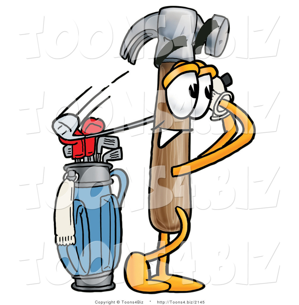 1024x1044 Illustration Of A Cartoon Hammer Mascot Swinging His Golf Club