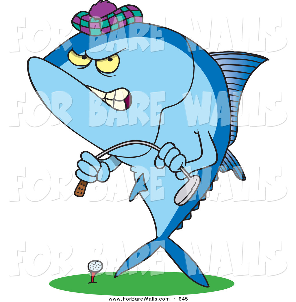 1024x1044 Printable Illustration Of A Cartoon Mad Tuna Fish Playing Golf