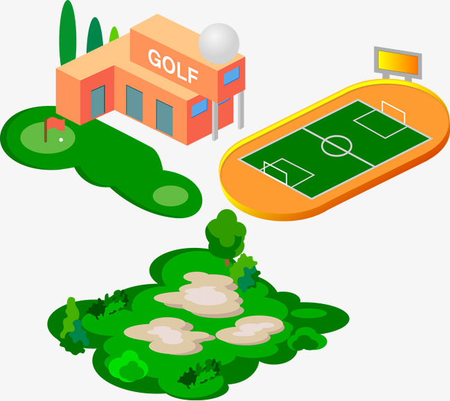 650x579 Stadium Stadium Golf Vector Material, Golf Course, Cartoon Vector