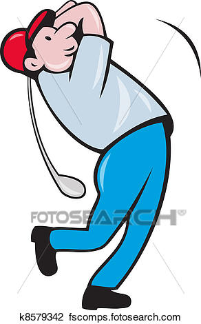 292x470 Clip Art Of Cartoon Golfer Golfing Swinging Golf Club K8579342