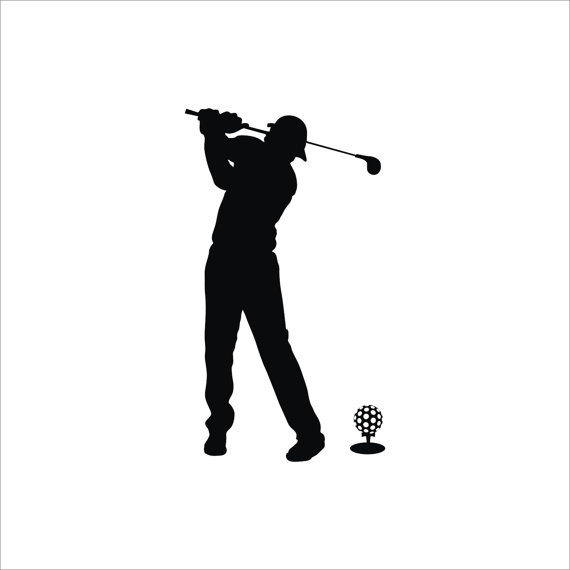 570x570 Golf Club And Ball Sport Game Man Silhouette Vinyl Wall Decal