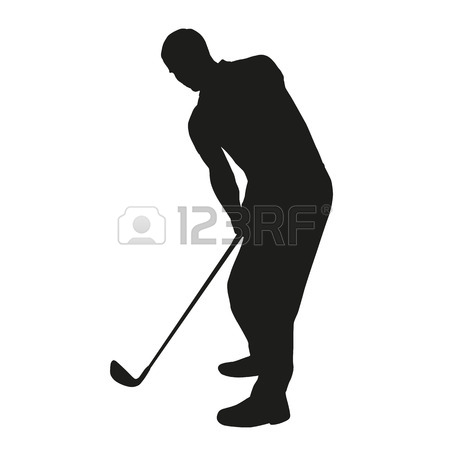 450x450 Golf Swing. Vector Golfer Silhouette Royalty Free Cliparts