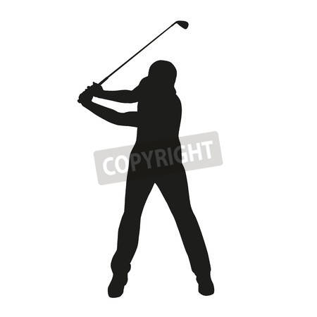 450x450 Photo Golf Swing. Isolated Vector Silhouette