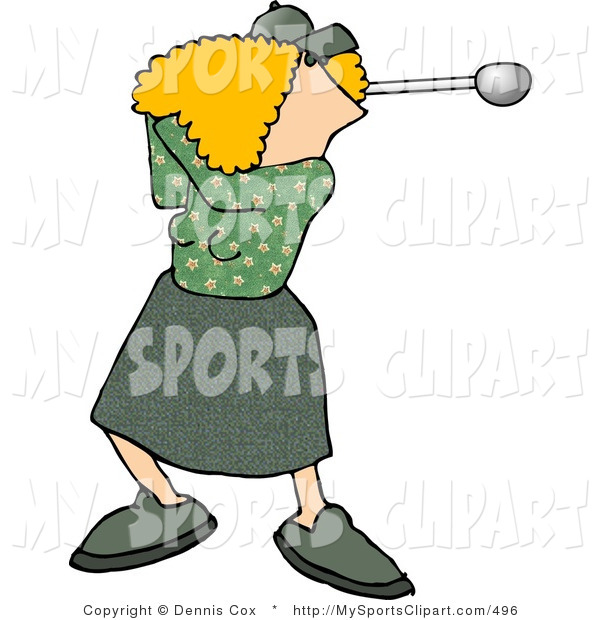 600x620 Sports Clip Art Of A Female Golfer Swinging A Golf Club By Djart