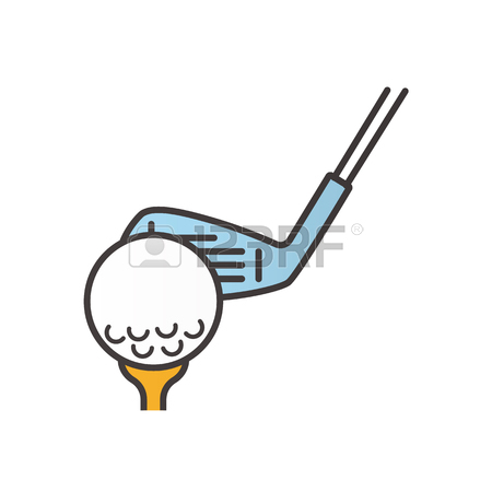 450x450 Golf Ball On Tee With Club Color Icon. Putter. Isolated Vector