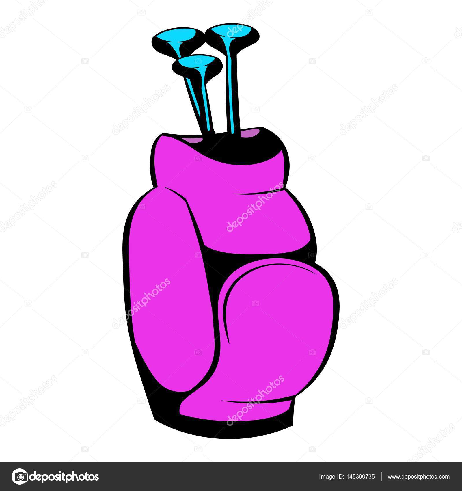 1600x1700 Golf Clubs In A Pink Bag Icon, Icon Cartoon Stock Vector
