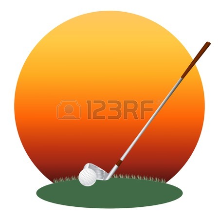 450x450 Vector Illustration Of A Golf Ball And Crossing Golf Clubs Royalty