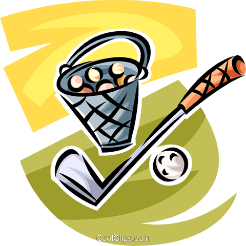 480x480 Golf Club And Bucket Of Balls Royalty Free Vector Clip Art