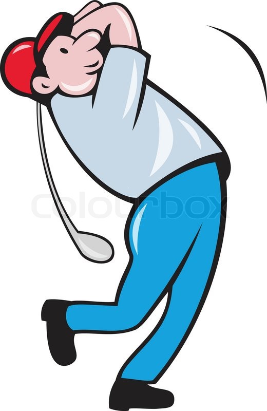 520x800 Cartoon Golfer Golfing Swinging Golf Club Stock Vector Colourbox