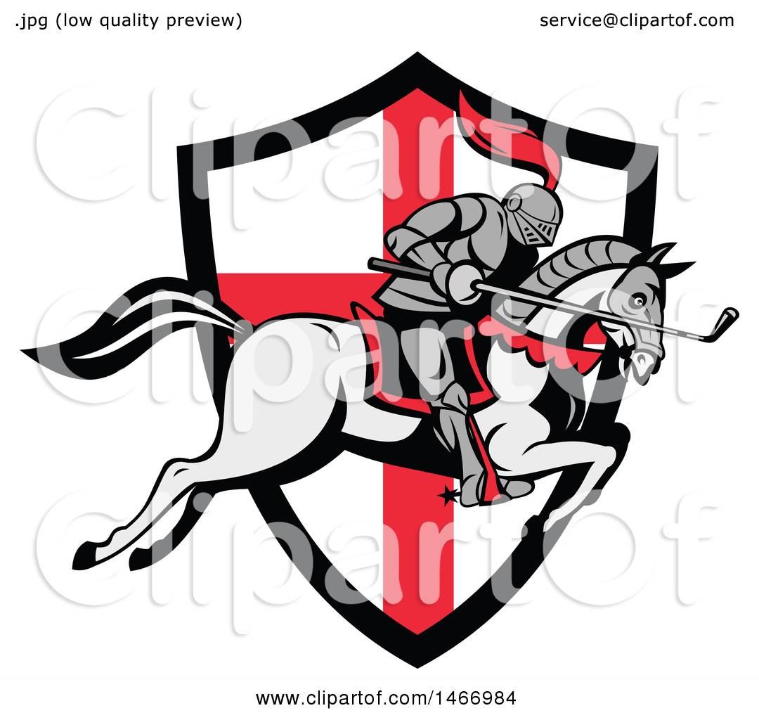 1080x1024 Clipart Of A Horseback Knight Leaping Over An English Flag Shield