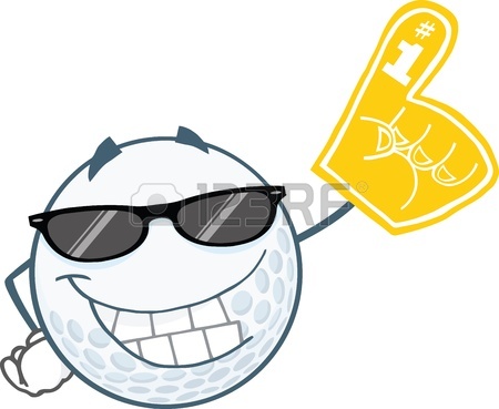 450x369 Happy Golf Ball Holding First Prize Trophy Cup Royalty Free