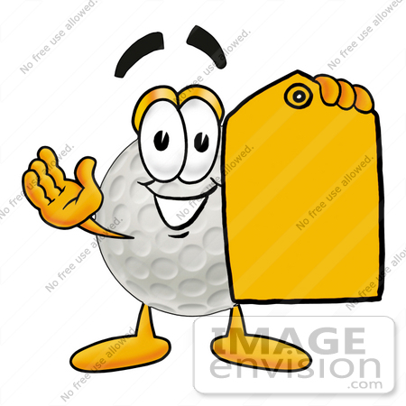 450x450 Clip Art Graphic Of A Golf Ball Cartoon Character Holding A Yellow