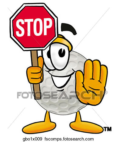386x470 Clip Art Of Golf Ball Holding Stop Sign Gbo1x009