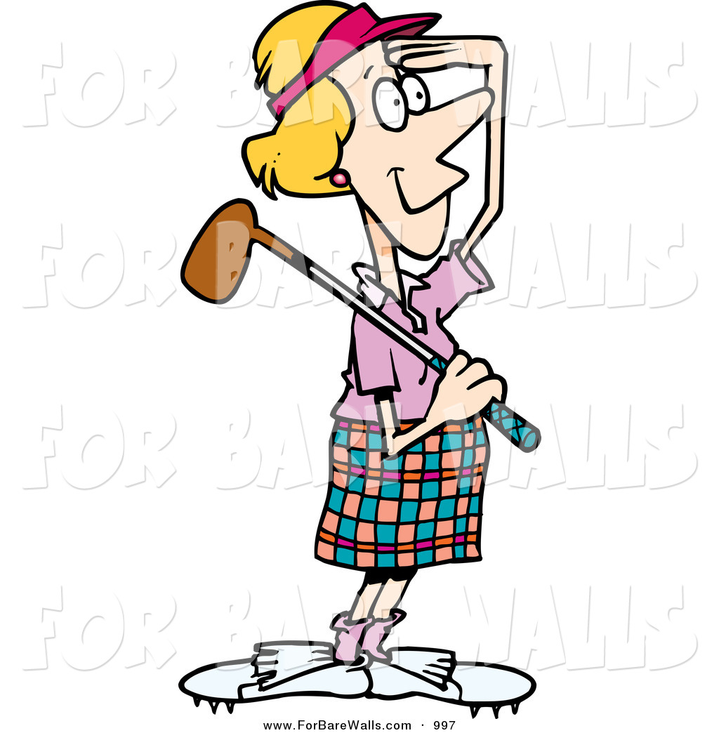 1024x1044 Printable Illustration Of A Cartoon Female Golfer Viewing Ahead By