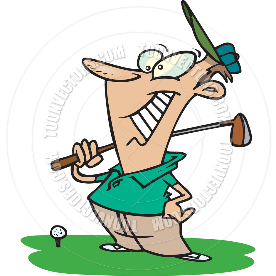 940x940 Cartoon Man Golfing By Ron Leishman Toon Vectors Eps