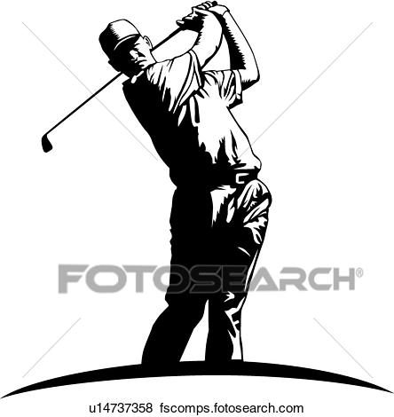 444x470 Clip Art Of Golfer U14737358