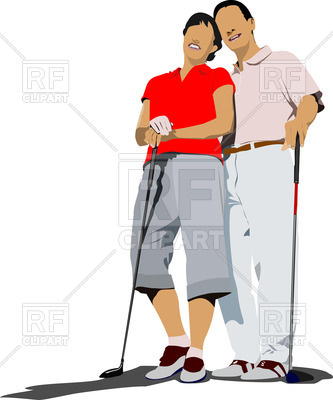 333x400 Silhouettes Of Two Golf Players Royalty Free Vector Clip Art Image