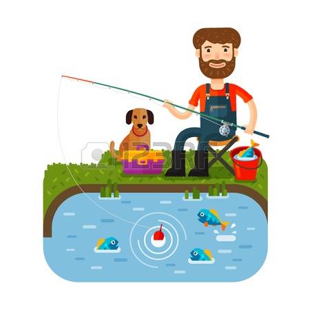 450x450 Fisherman Clipart Fishing Pond