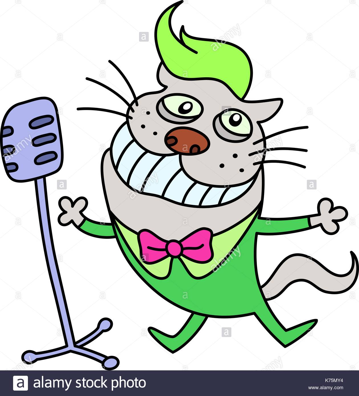 1260x1390 Funny Cat Singing A Song. Funny Cartoon Character. Good Day. Gray