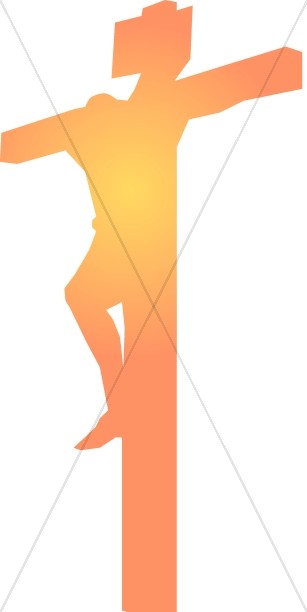 307x612 Orange Shining Christ On Cross Good Friday Clipart