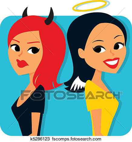 436x470 Clipart Of Good And Evil Girls K5286123