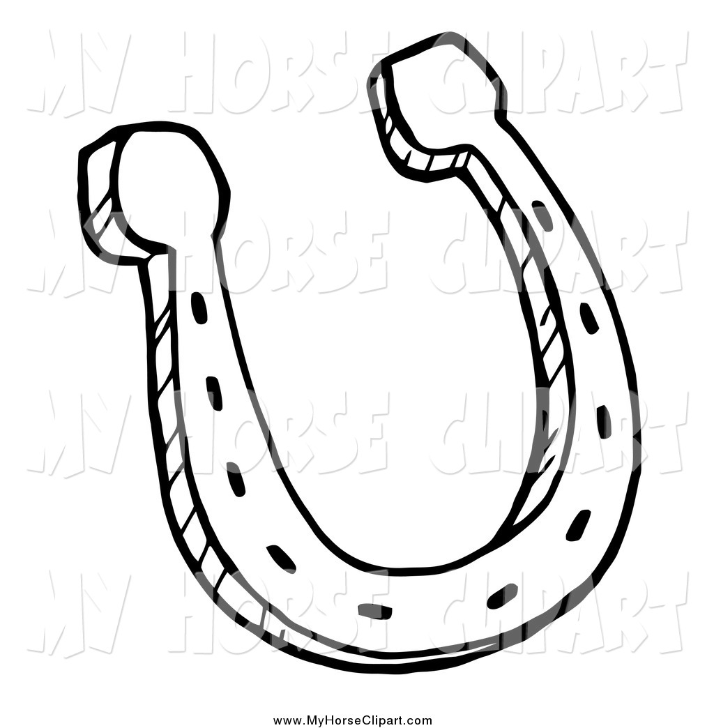 1024x1044 Clip Art Of A Black And White Metal Horseshoe By Hit Toon