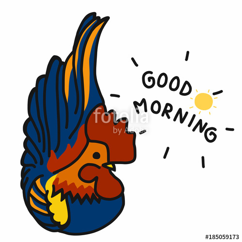 500x500 Cute Rooster Cartoon Good Morning Vector Illustration Stock Image