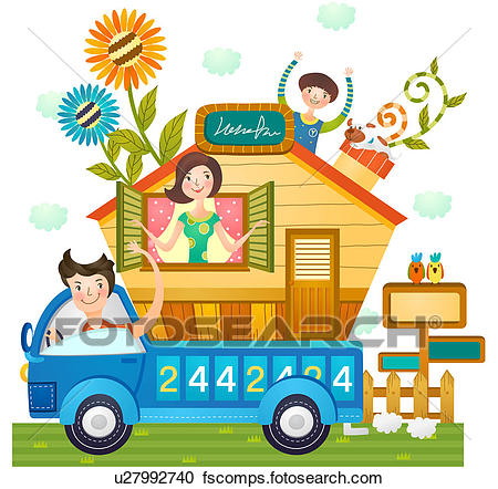 450x442 Stock Illustrations Of Family Saying Goodbye To Each Other