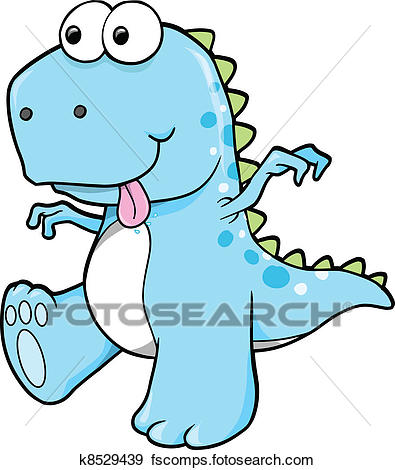 395x470 Clip Art Of Silly Goofy Blue Dinosaur T Rex K8529439