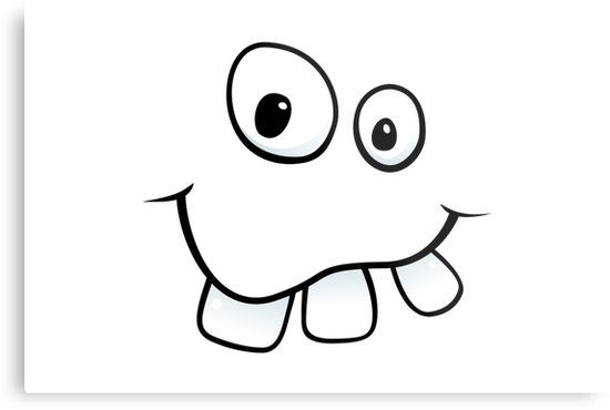 550x370 Funny, Goofy Face With Big Teeth And Googly Eyes Metal Prints By
