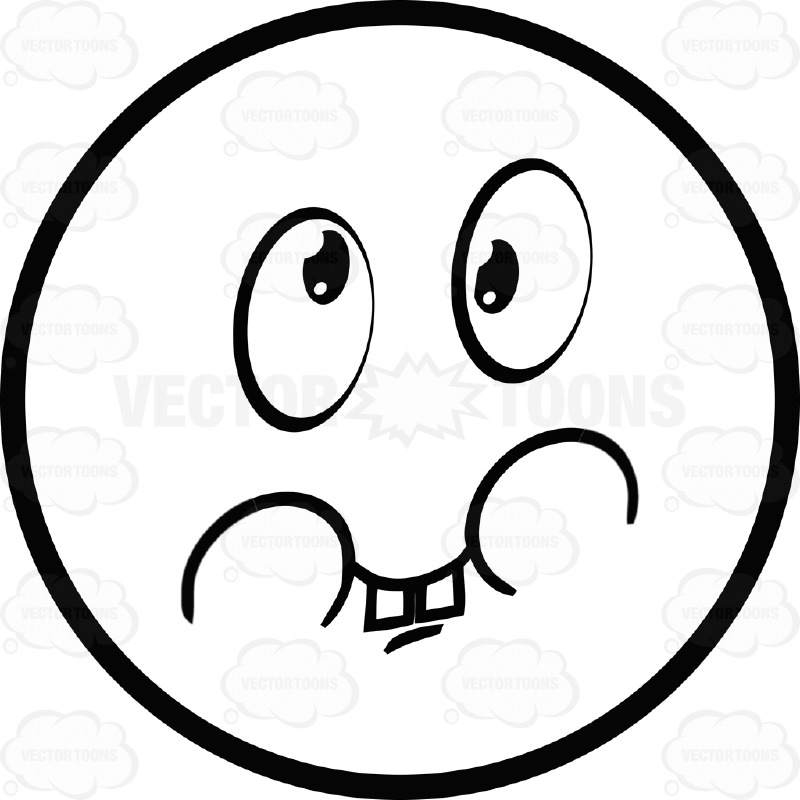 800x800 Large Eyed Black And White Smiley Face Emoticon With Goofy Smile