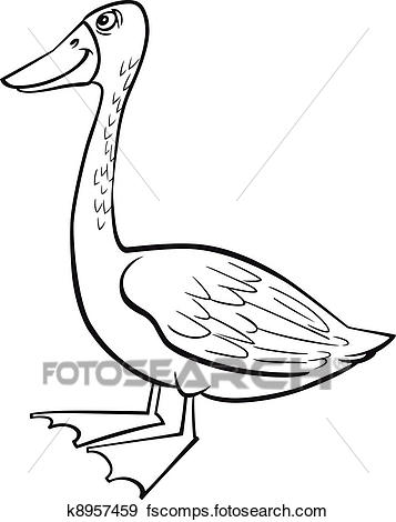 357x470 Clip Art Of Cartoon Goose Coloring Page K8957459
